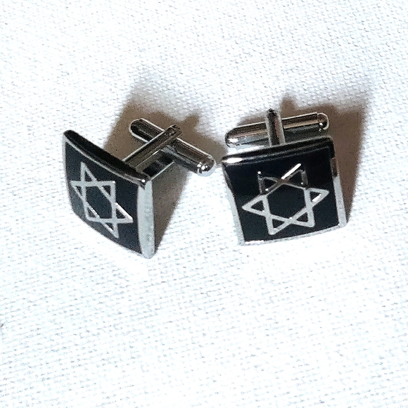 NEW Cufflinks: "Star of David". Christianity. Judaism. Silver-Tone, Bullet Back. - Picture 2 of 3